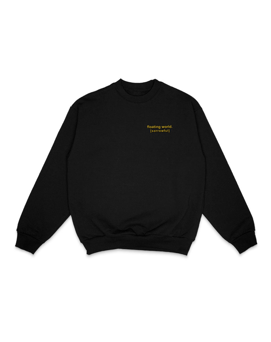 floating world crewneck (off-black)